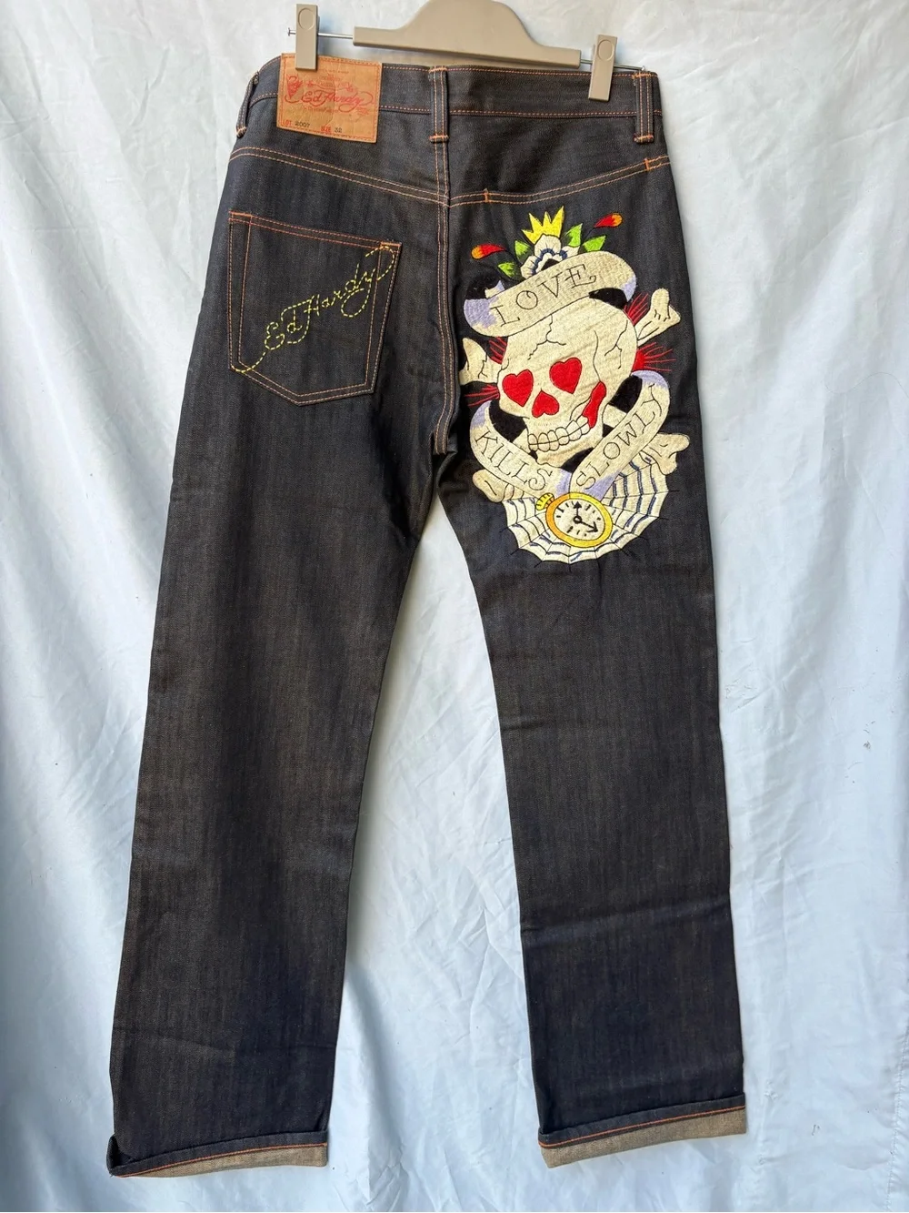 Ed Hardy Love kills Slowly Dark Wash Relaxed Jeans